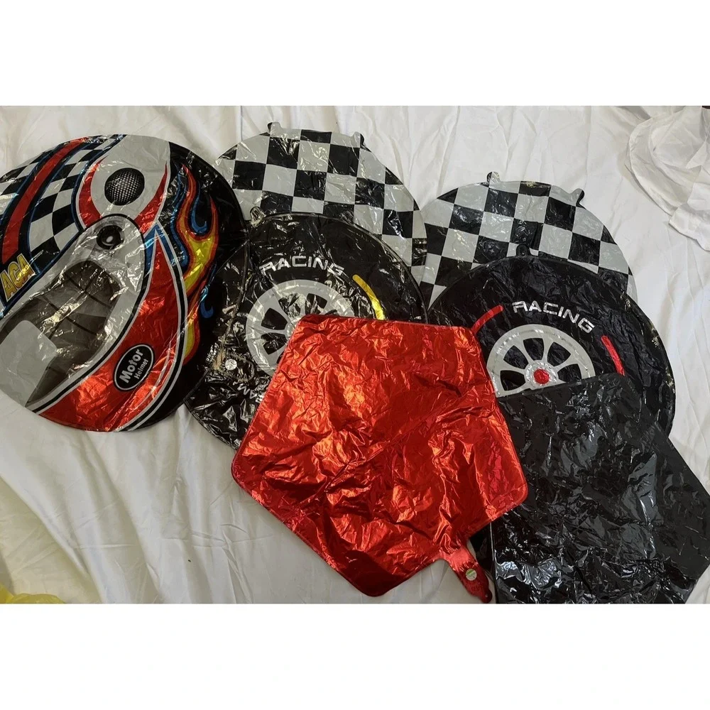 Race Car Tire Balloons Black White‎ Checkered Decor